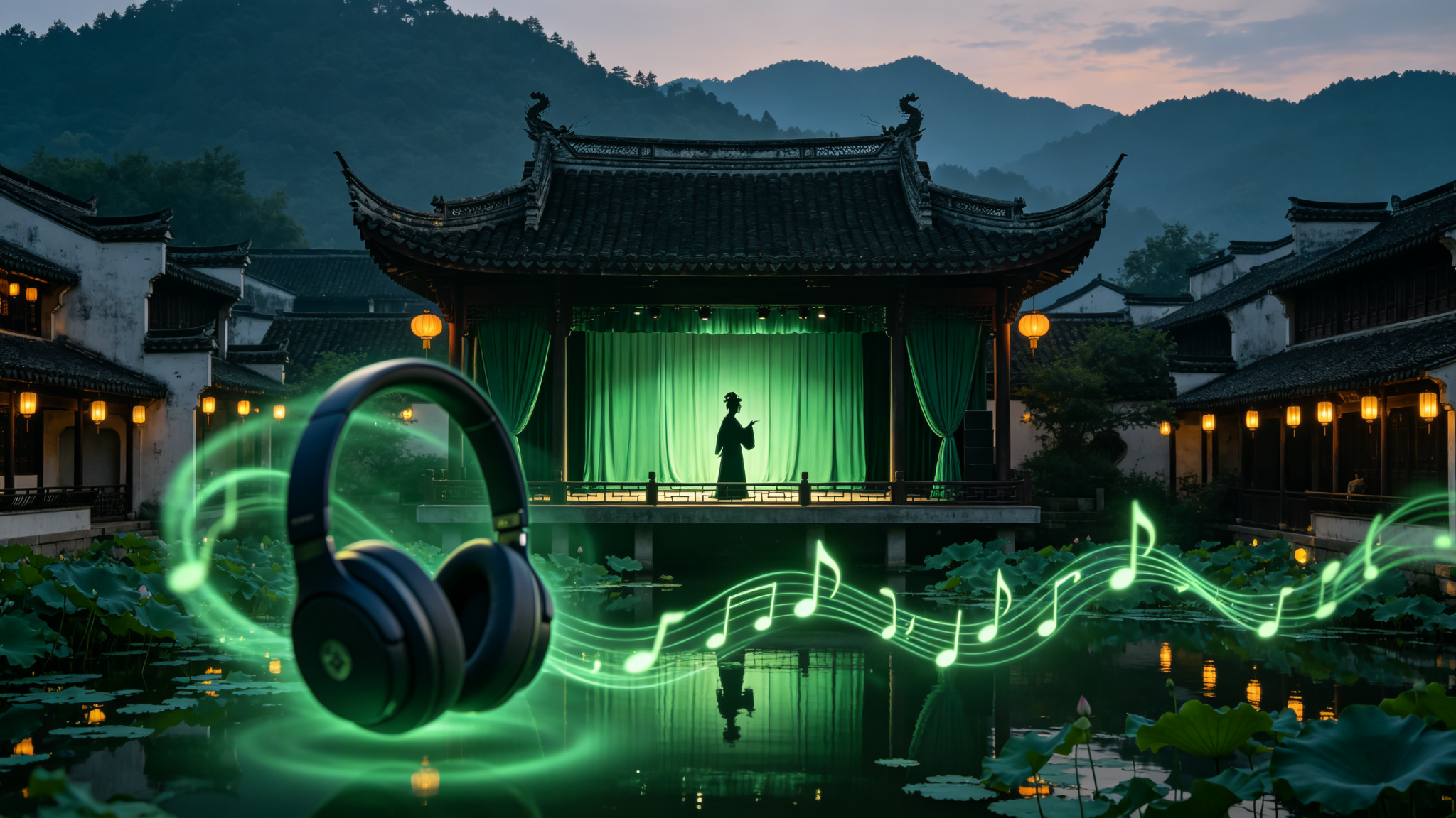 黄梅戏MP3免费下载 黄梅戏水乡戏台背景