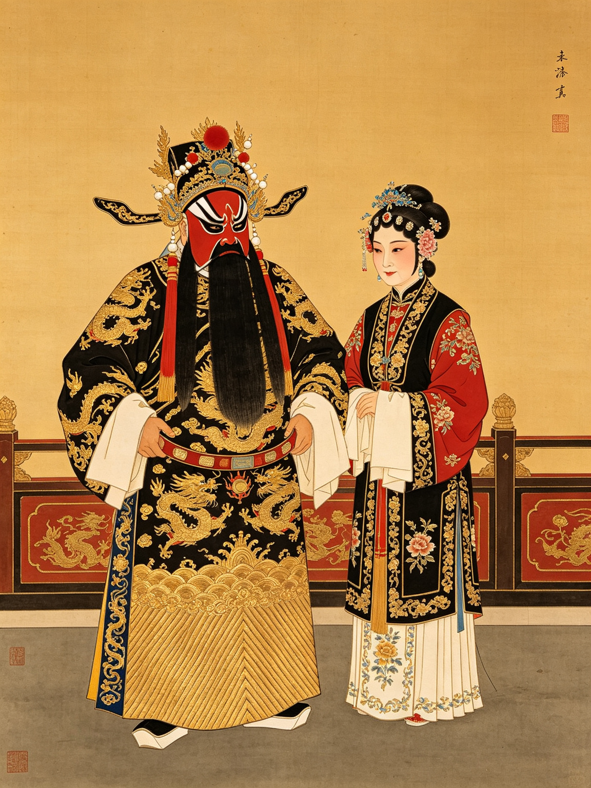 京剧赤桑镇舞台艺术照——裘盛戎、李多奎大师赤桑镇经典舞台形象，包拯与吴妙贞