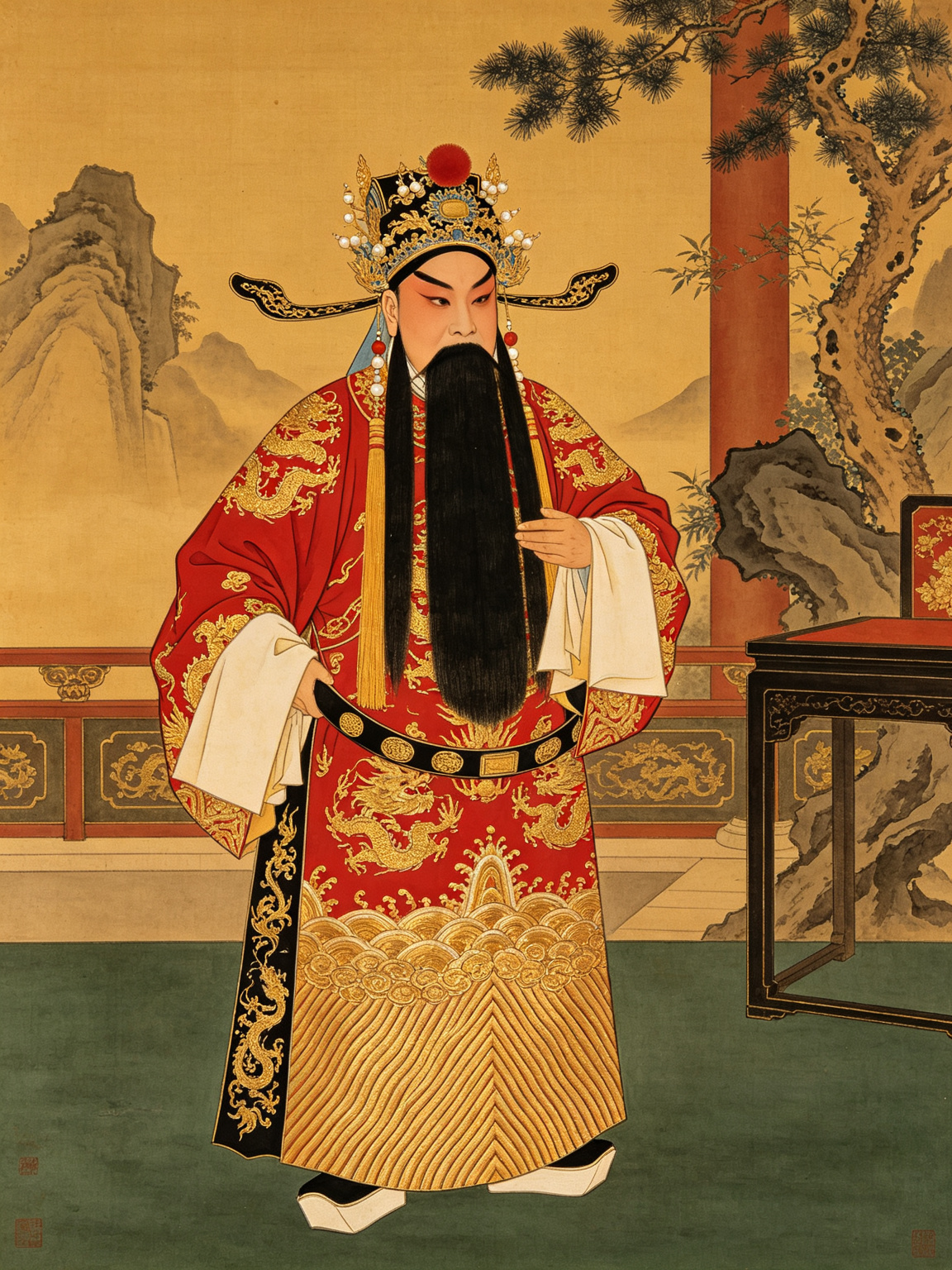 京剧借东风舞台艺术照——马连良大师借东风经典舞台形象，马派老生诸葛亮