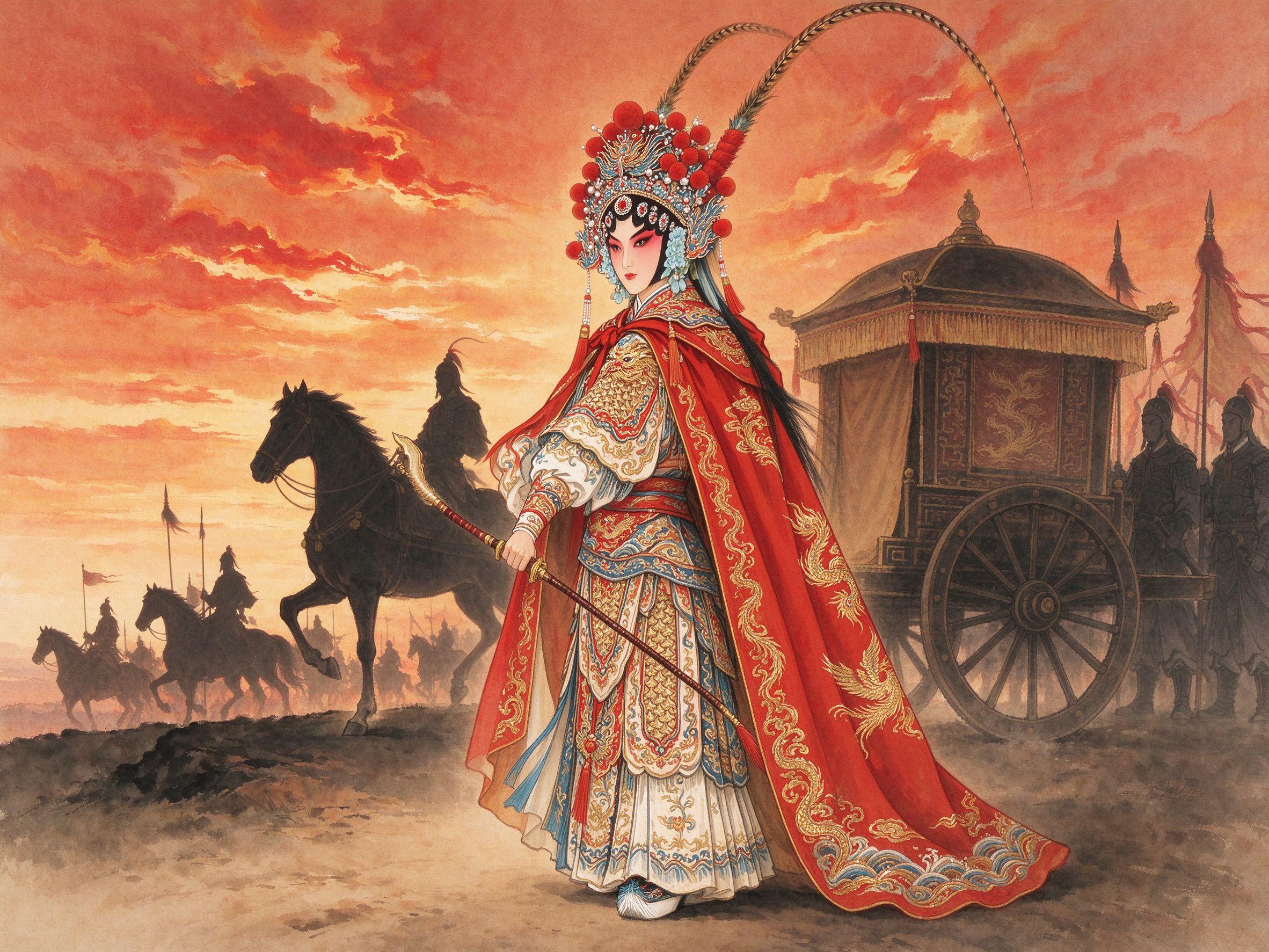 京剧《龙凤呈祥》孙尚香披红斗篷随车辇回荆州