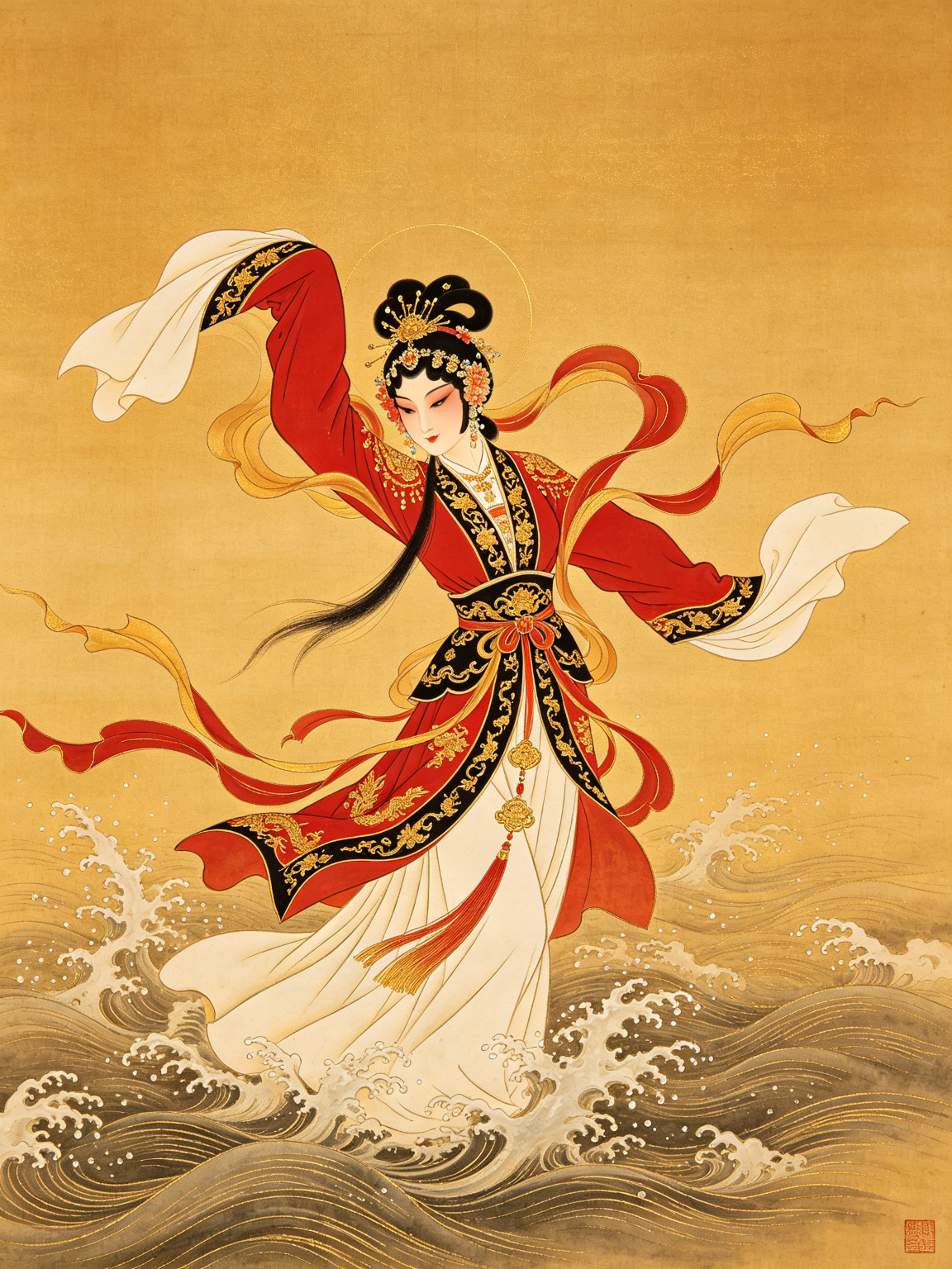京剧洛神舞台艺术照——梅兰芳大师洛神经典舞台形象洛神凌波微步水袖飘飞