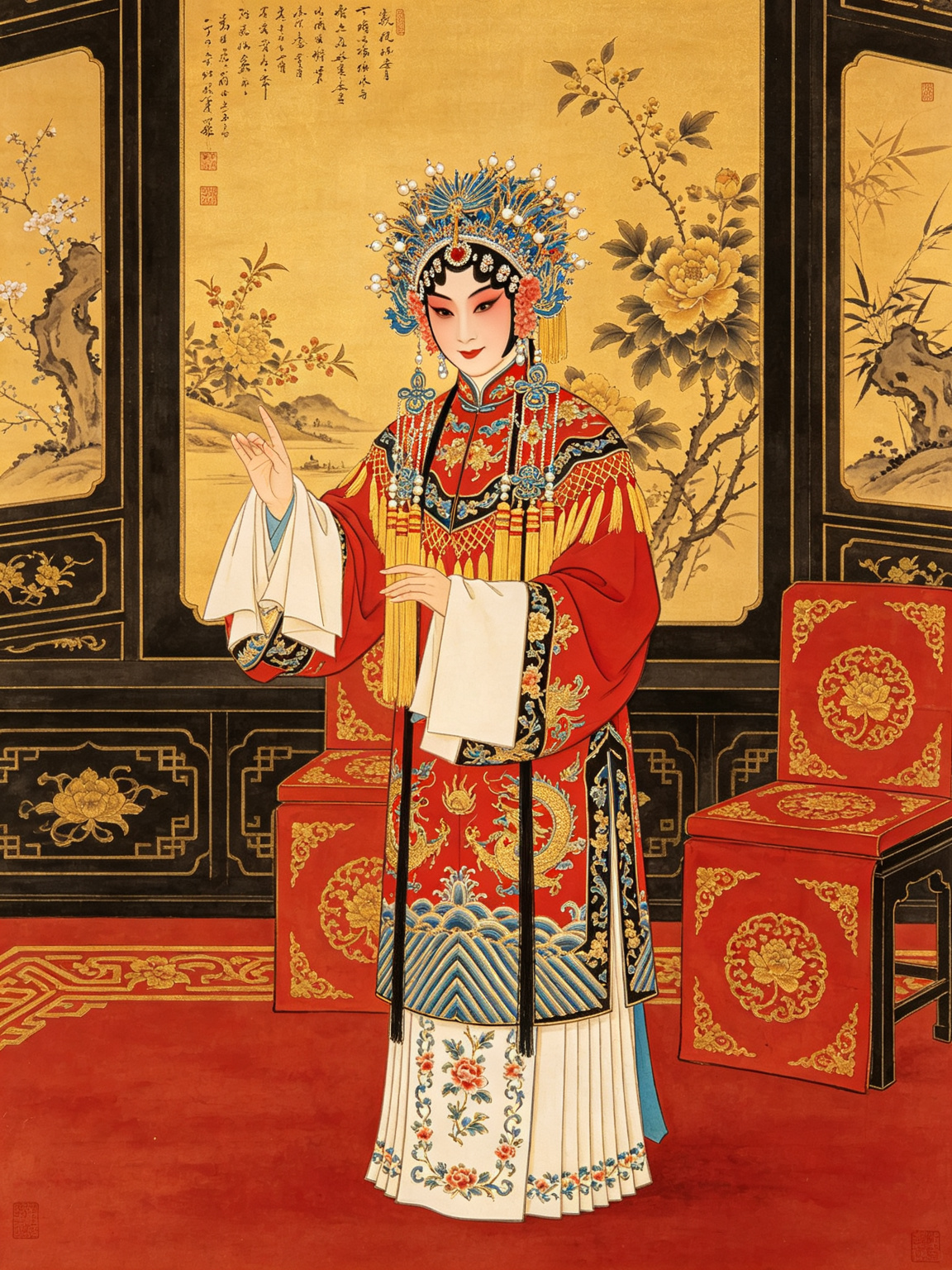 京剧乾坤福寿镜舞台艺术照——程砚秋大师乾坤福寿镜经典舞台形象胡氏，程派青衣福寿镜团圆
