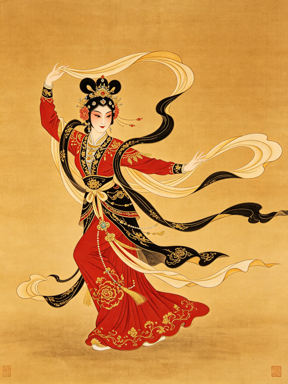 京剧天女散花舞台艺术照——梅兰芳大师天女散花经典舞台形象天女散花天衣飞扬长绸飘飞