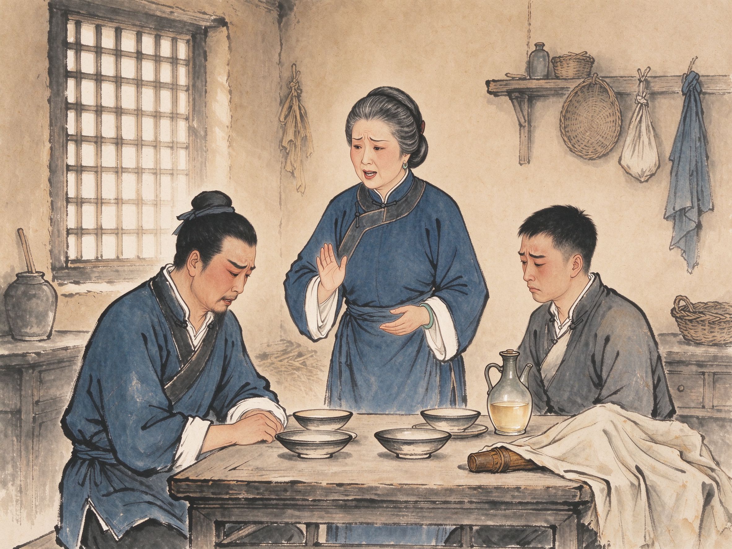 评剧《打狗劝夫》贤德妇人席前训弟劝夫形象
