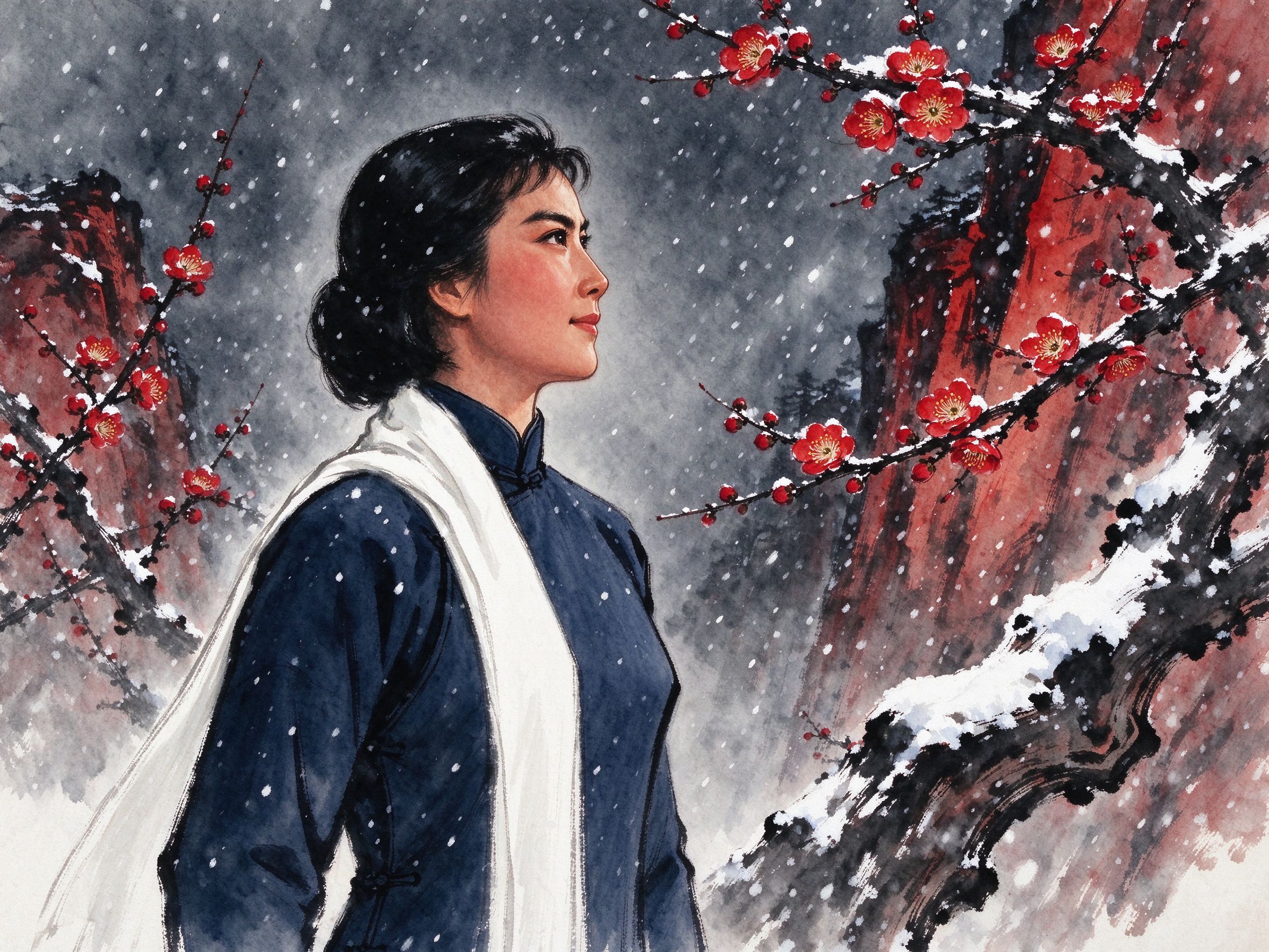 评剧《江姐》红梅傲雪江姐形象