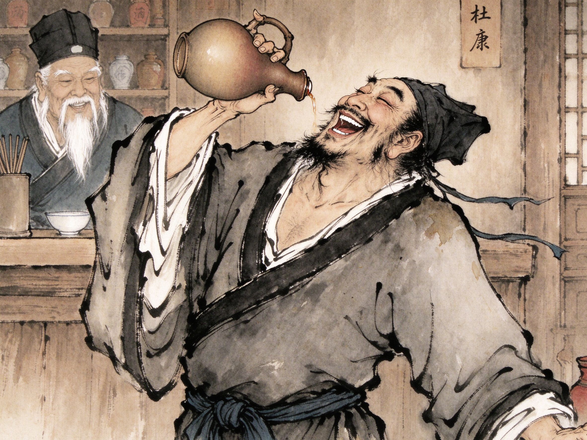 评剧《刘伶醉酒》刘伶仰首豪饮杜康