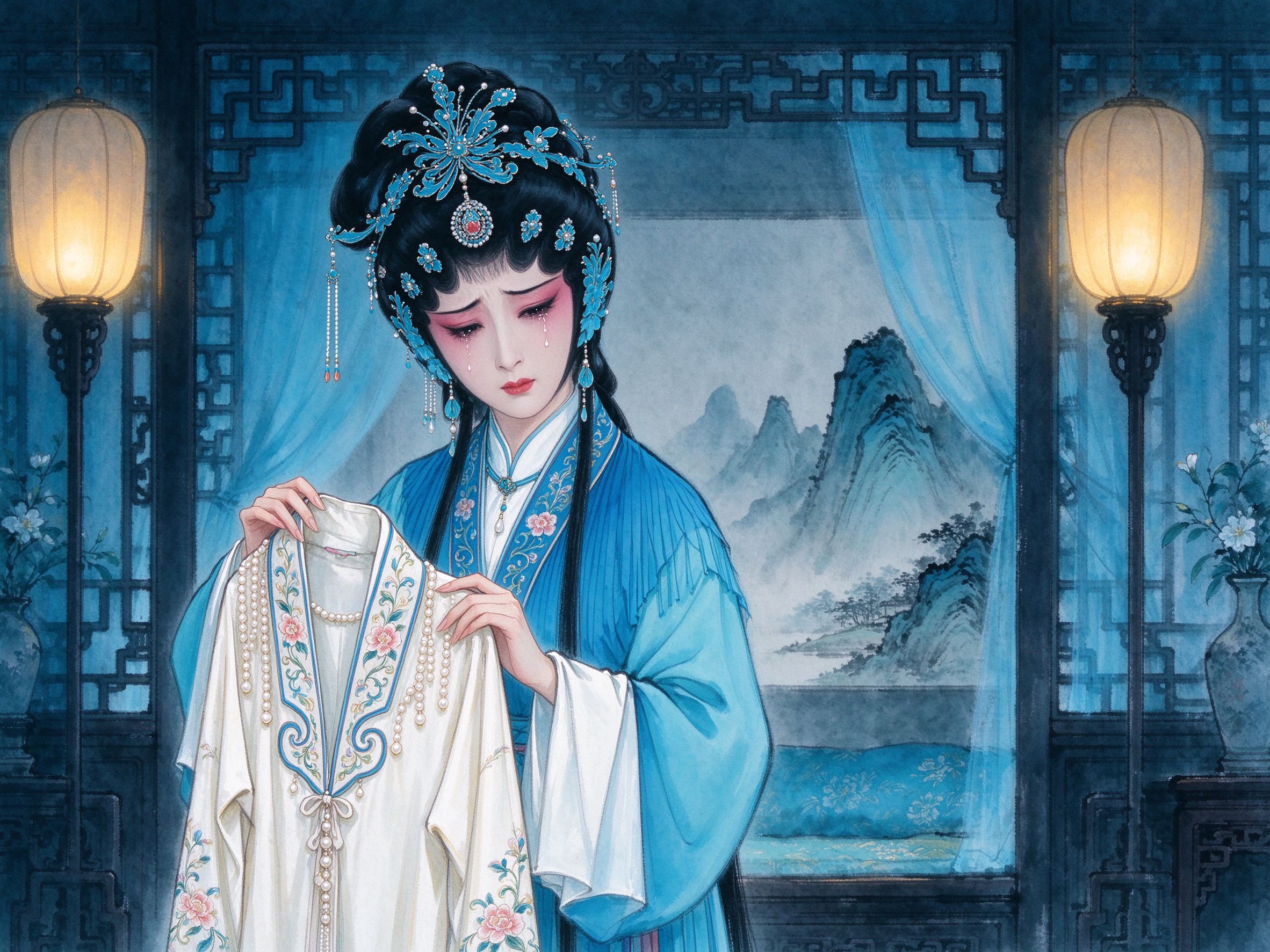 评剧《珍珠衫》王三巧手持珍珠衫