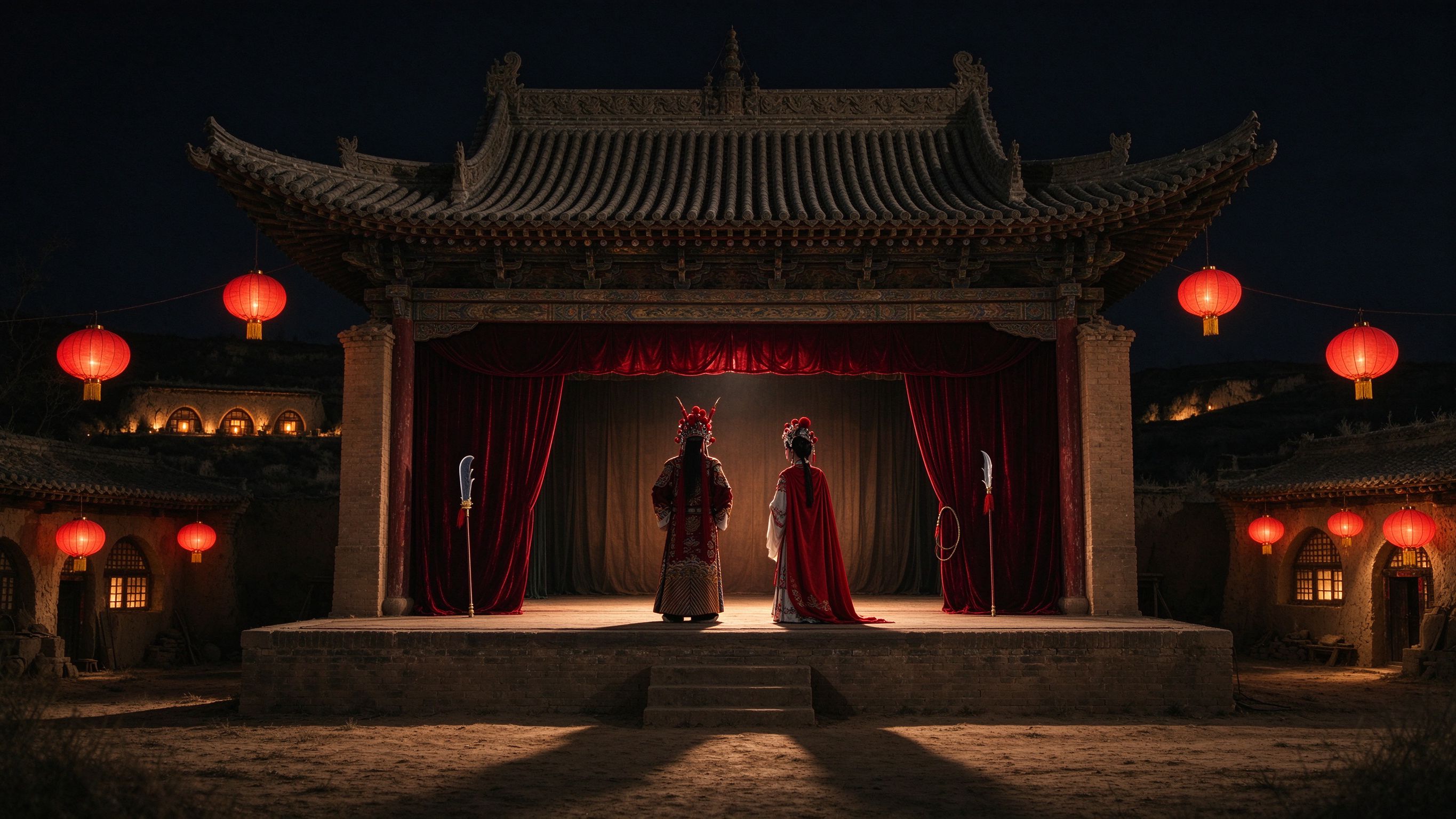 秦腔视频下载 西北秦腔戏台舞台背景