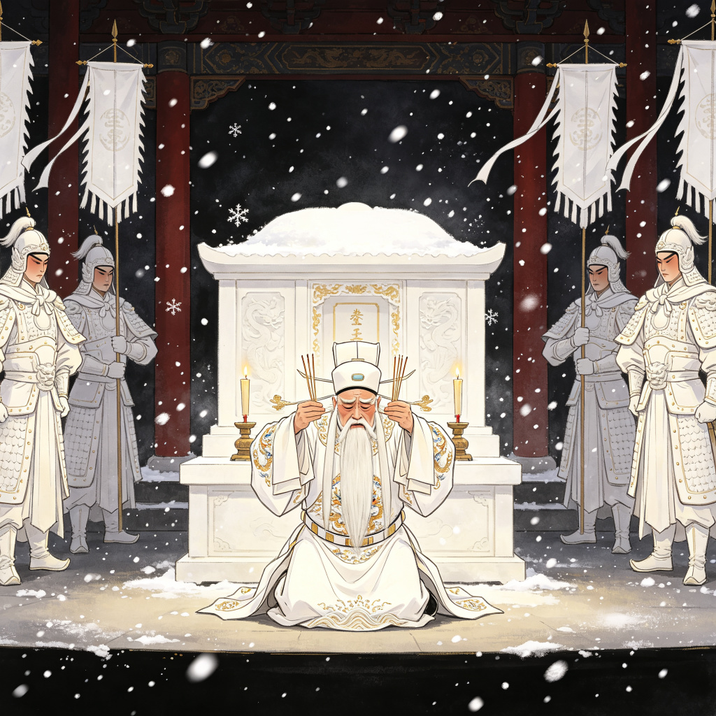 秦腔《大报仇》刘备白蟒祭灵，白袍三军肃立雪夜