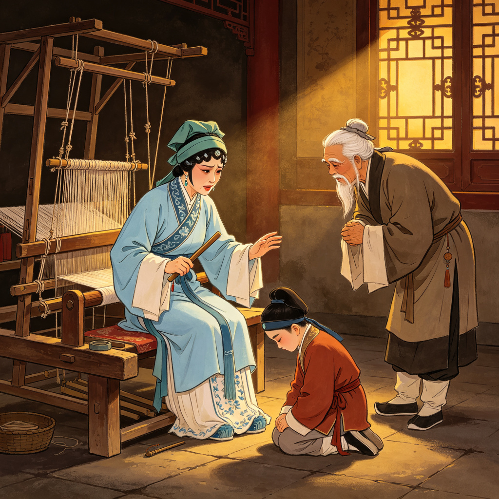 秦腔《三娘教子》王春娥机房断机教子，薛倚哥跪地老薛保劝解