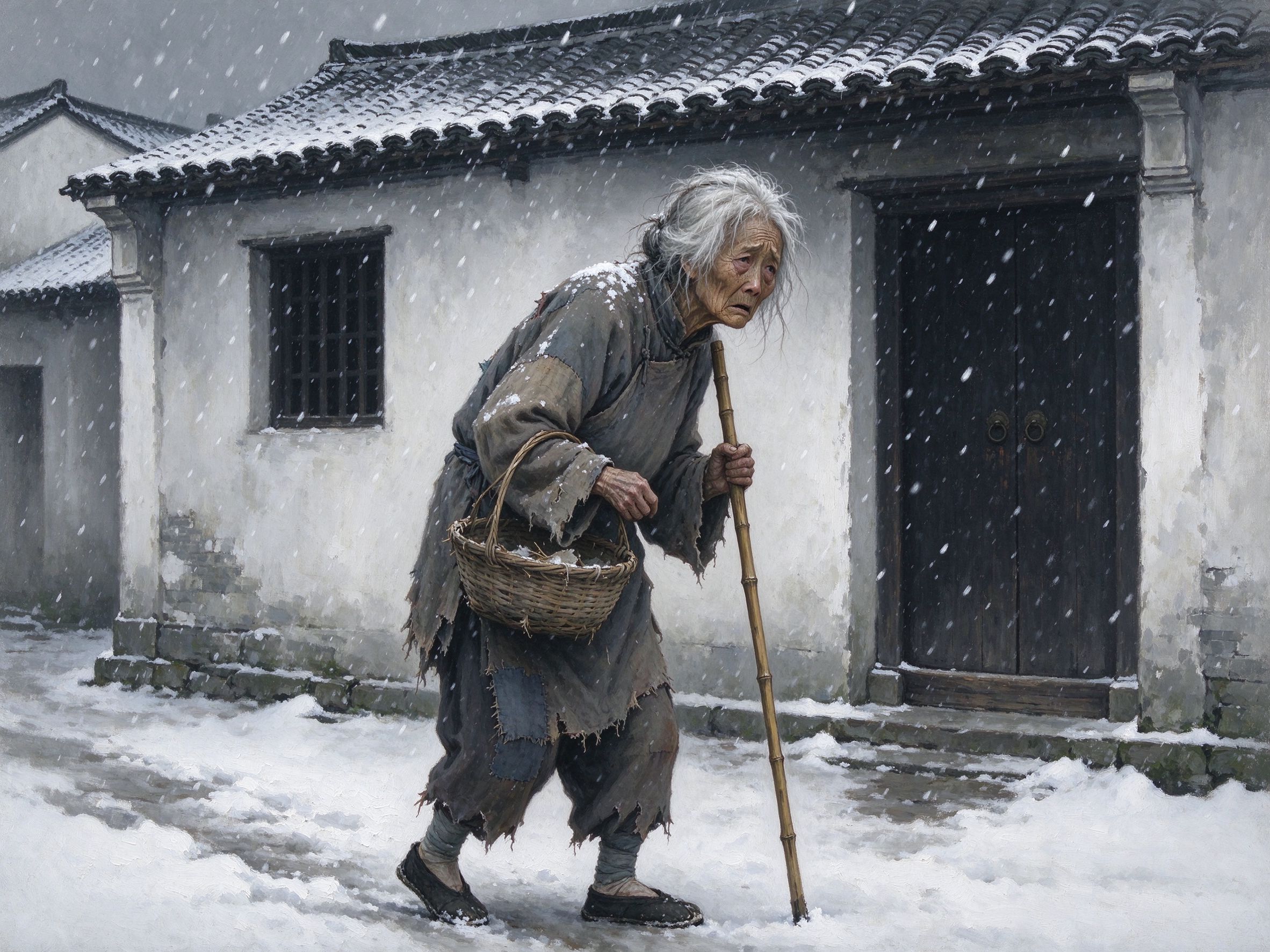 秦腔《祝福》祥林嫂拄篮独行于风雪鲁镇