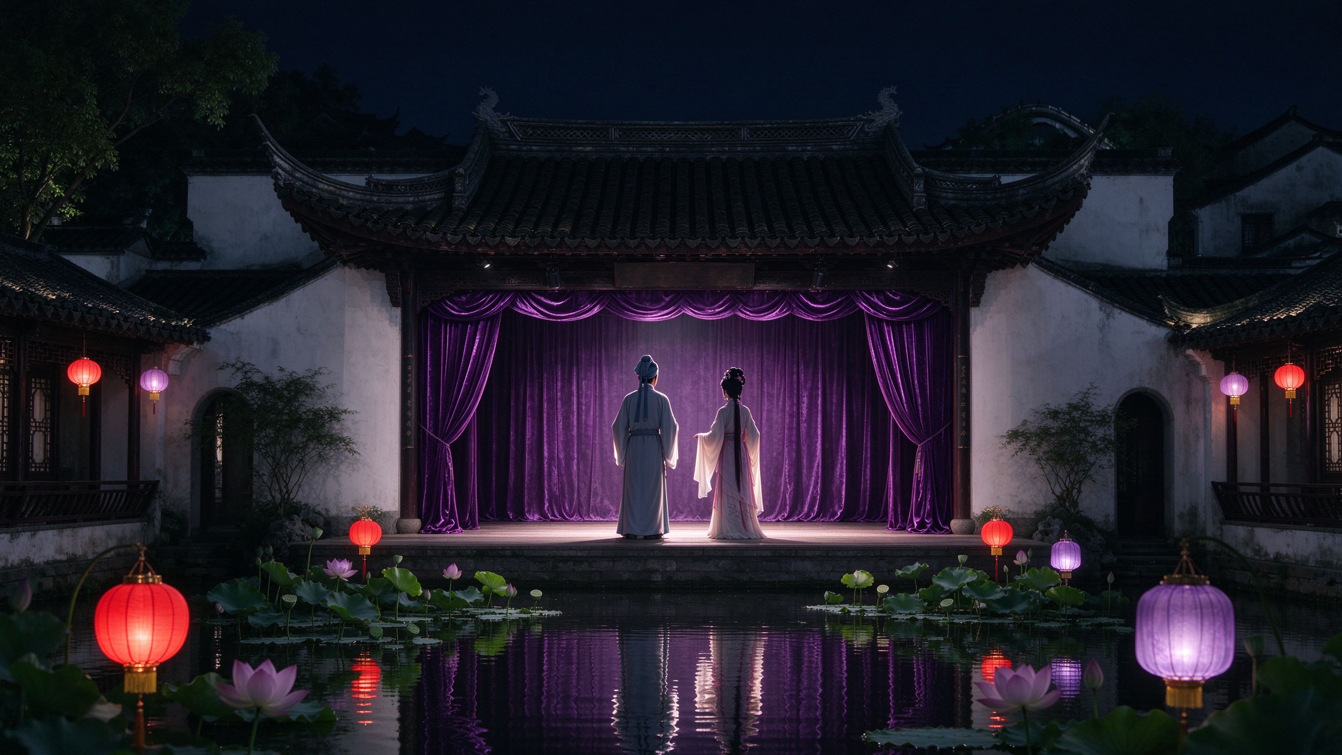 越剧下载免费 江南水乡戏台背景