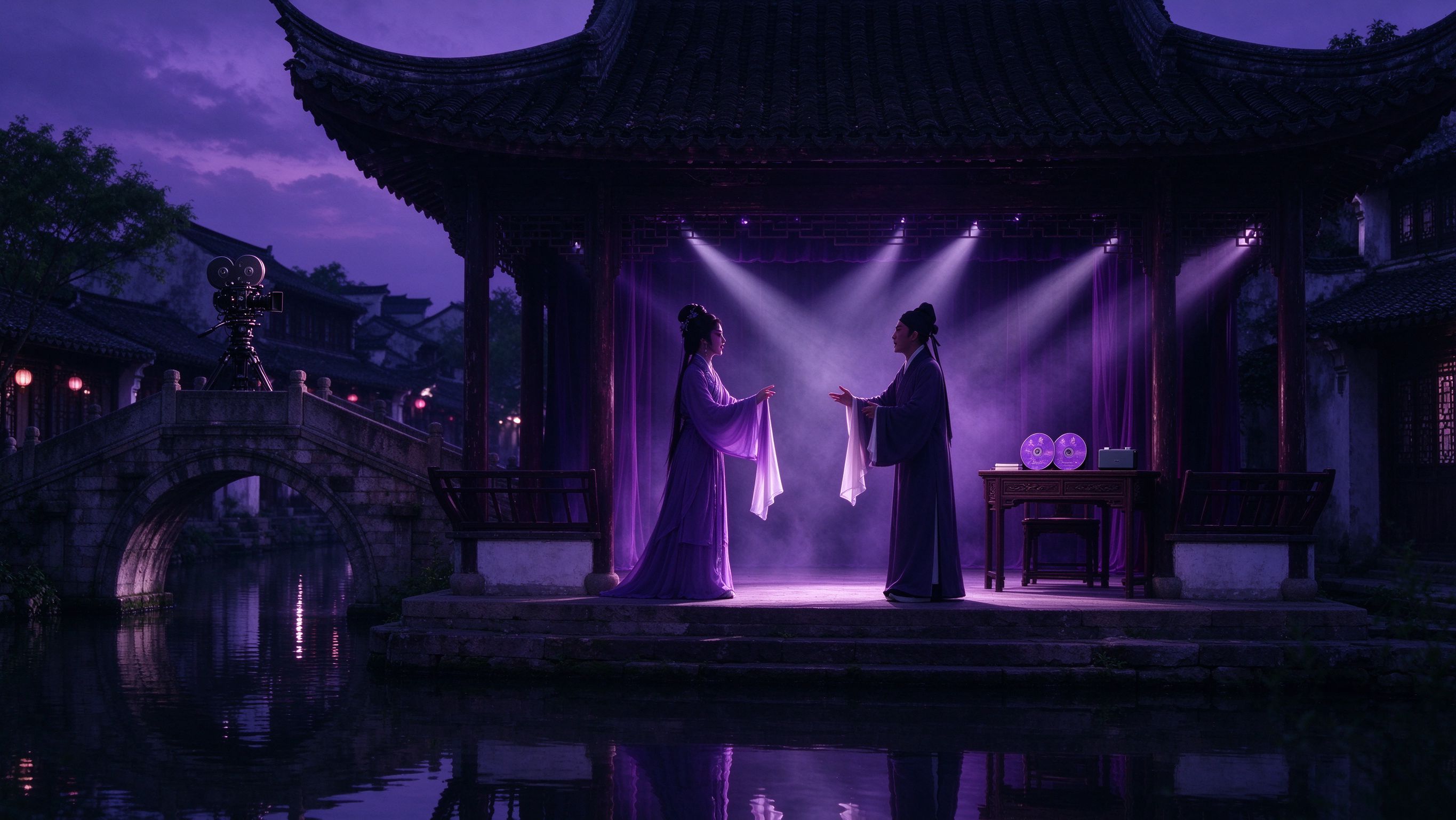 越剧MP4全集下载 越剧水乡戏亭碟片库放映背景