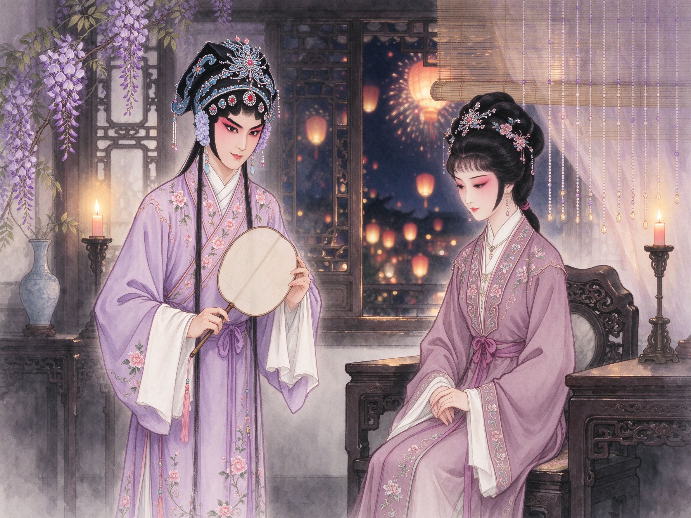 越剧《王老虎抢亲》周文宾男扮女装与王秀英闺房相会