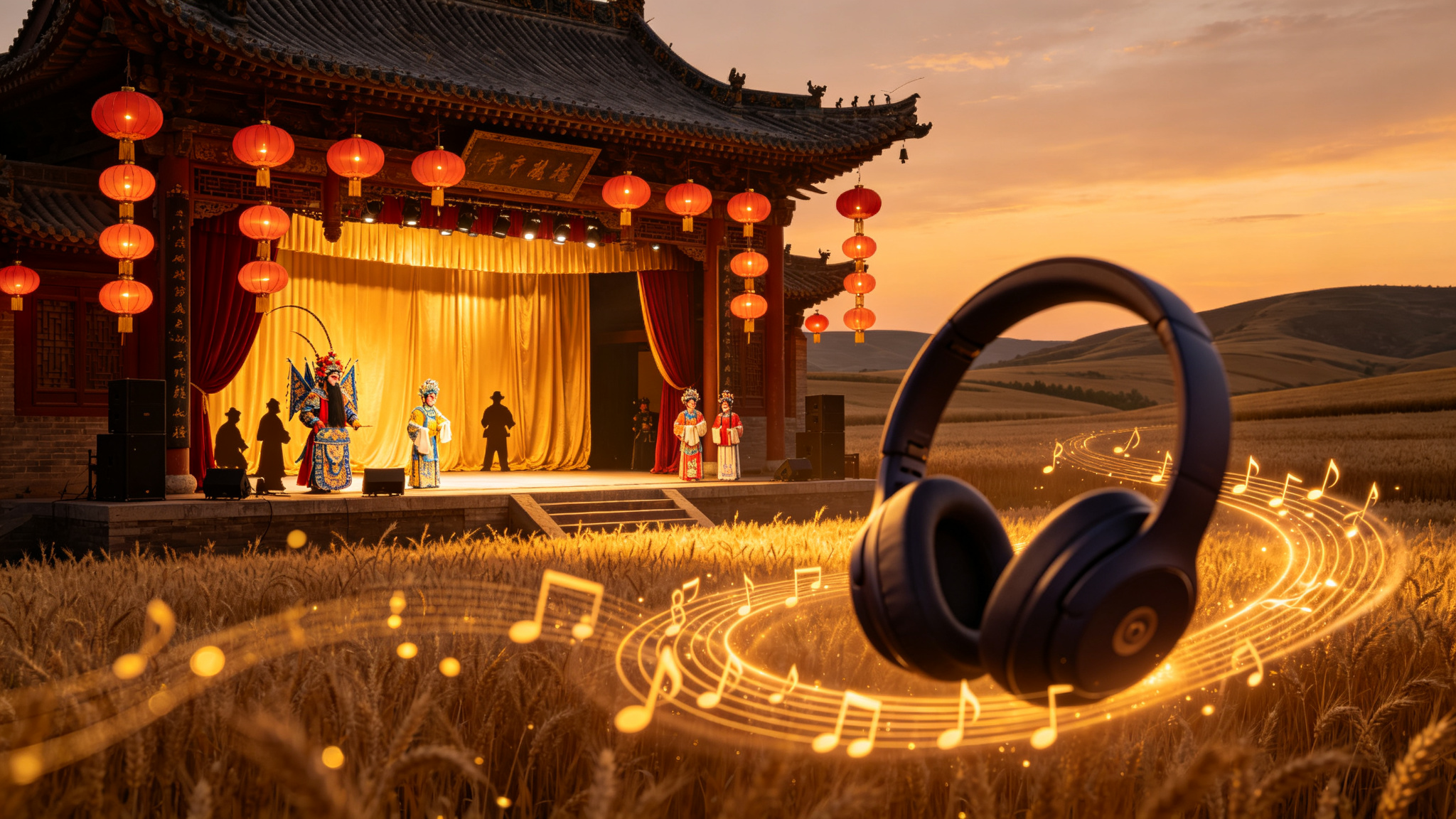 豫剧MP3免费下载 豫剧古戏楼舞台背景