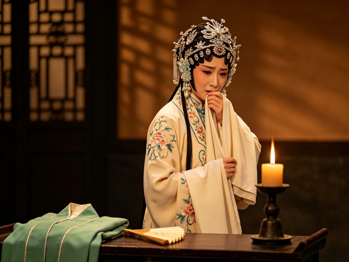 豫剧《碧玉簪》李秀英青衣夜窗三盖衣舞台剧照
