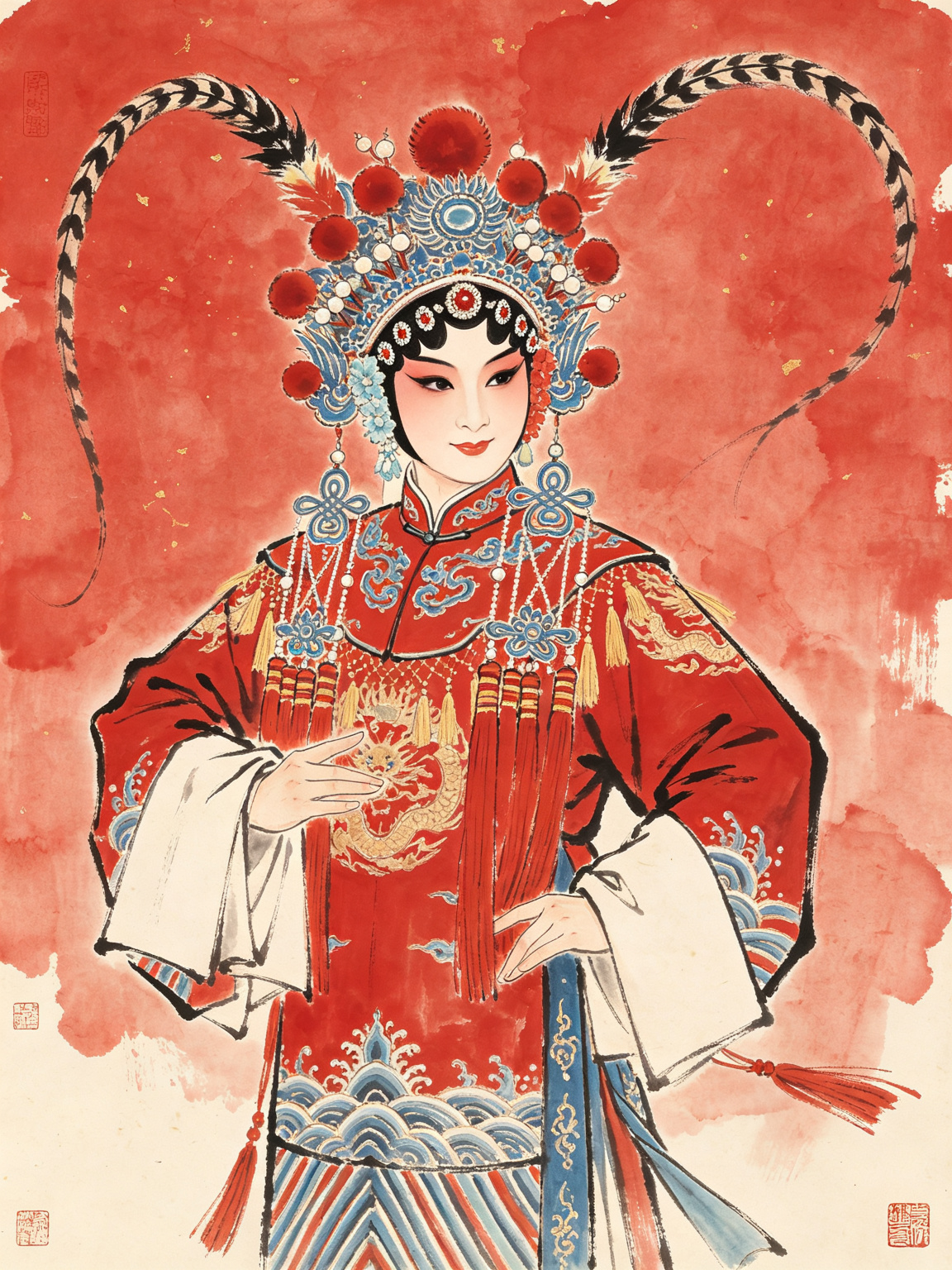 豫剧名家常香玉人物插图
