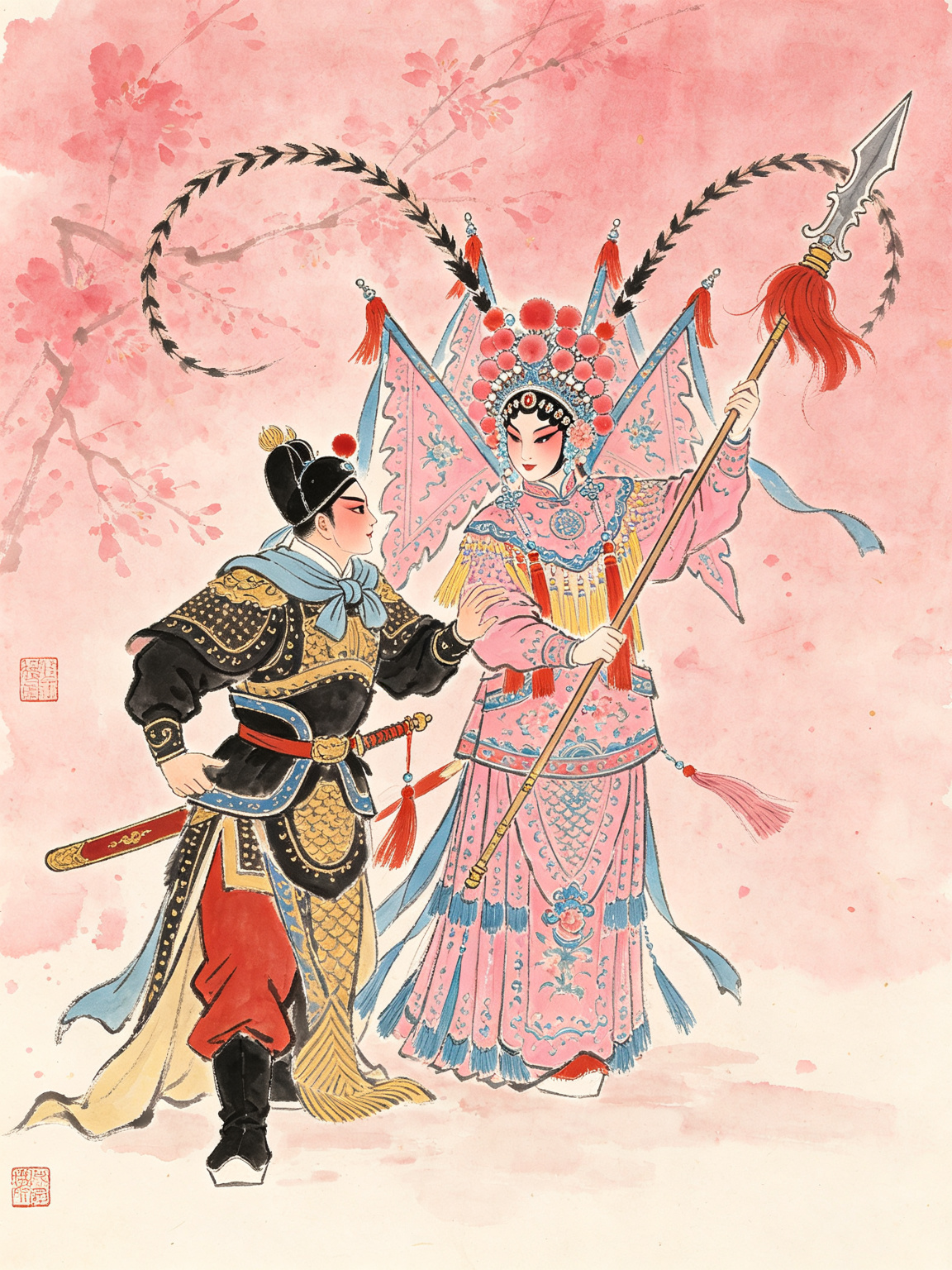 豫剧花枪缘人物插图