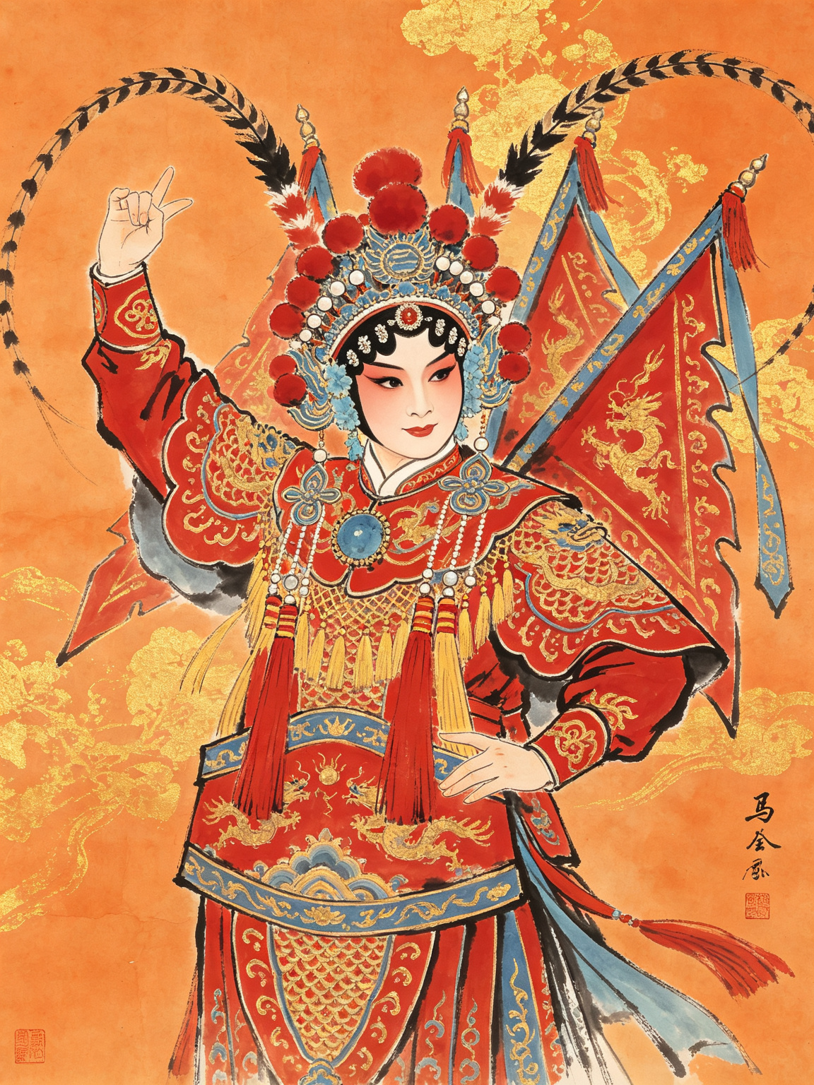 豫剧名家马金凤人物插图